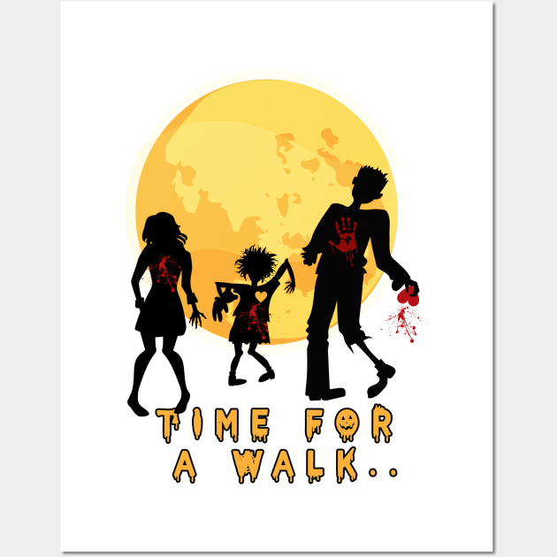 Zombie Walk T Shirt, Zombie Walk Shirt, Halloween T Shirt, Halloween Shirt, Time for a Walk T-Shirt Wall Art by LetsBeginDesigns